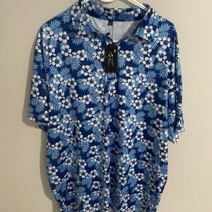 Tropical Blue Floral Men's Casual Shirt